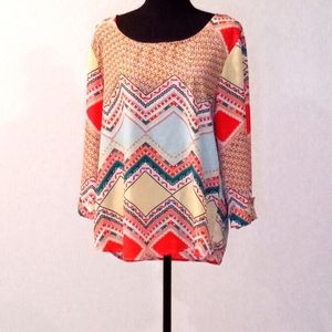 Wishful Park Large Patterned Hi/Low multi colored Blouse